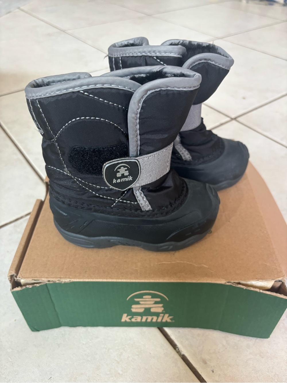 Kamik Kids Black and Gray Waterproof Snow Boots